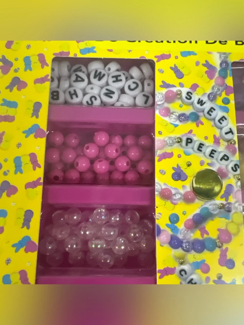 Peeps Kids Jewelry Activity Set - Yellow/Pink Bead Craft Kit